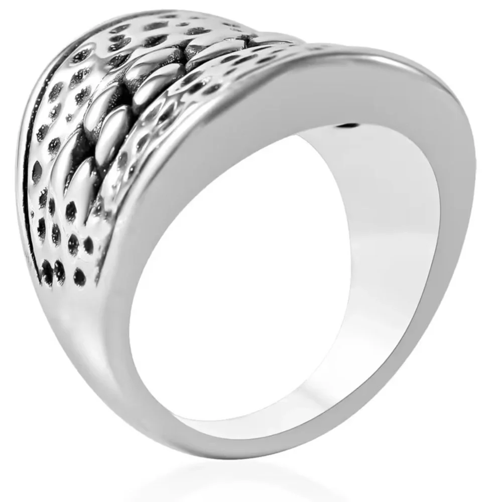 Dotted and Curb Ring in Sterling Silver 6 Grams